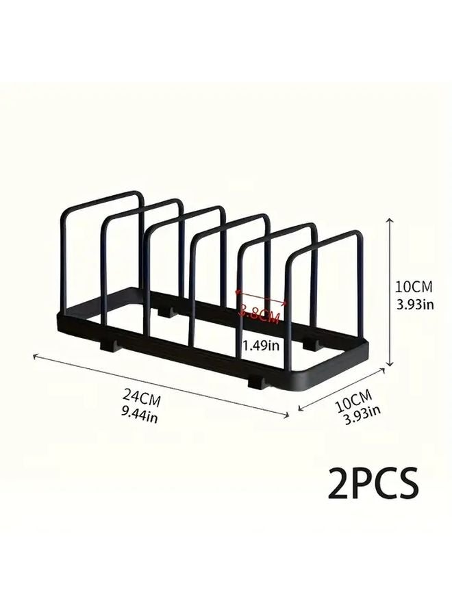 Black 2PCS Japanese Style Metal Dish Rack Space Saving Multi Tiered Kitchen Organizer - Image 3